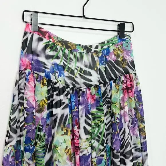 Boston Proper Maxi Skirt Tropical Floral Animal Print Flowy size 4 - Picture 3 of 8